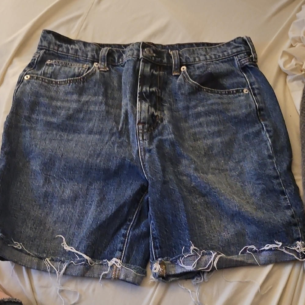 GAP Blue Jean Shorts High-Waisted Distressed